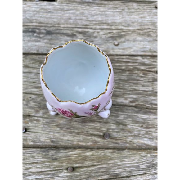 Vintage 1950s Porcelain Egg Shaped Footed  Vase planter Napco Handpainted - Picture 6 of 10